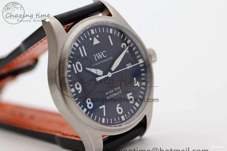 MIROTIME 0421 Vibrant Mark XVIII IW327001 SS M+F 1:1 Best Edition Black Dial on Black Leather Strap A 7055